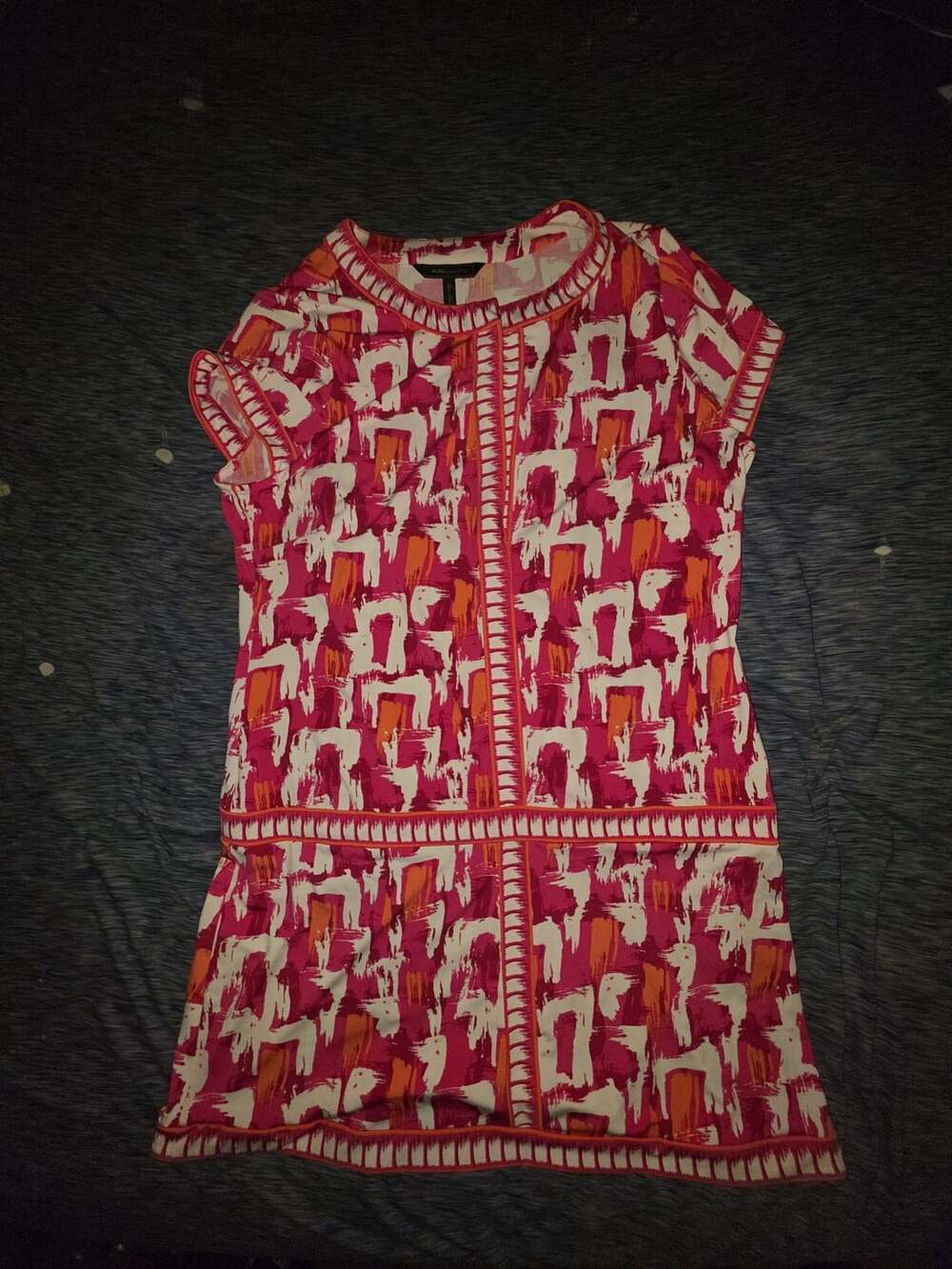BCBGMaxAzria Short Sleeve Dress Size L Pink Print